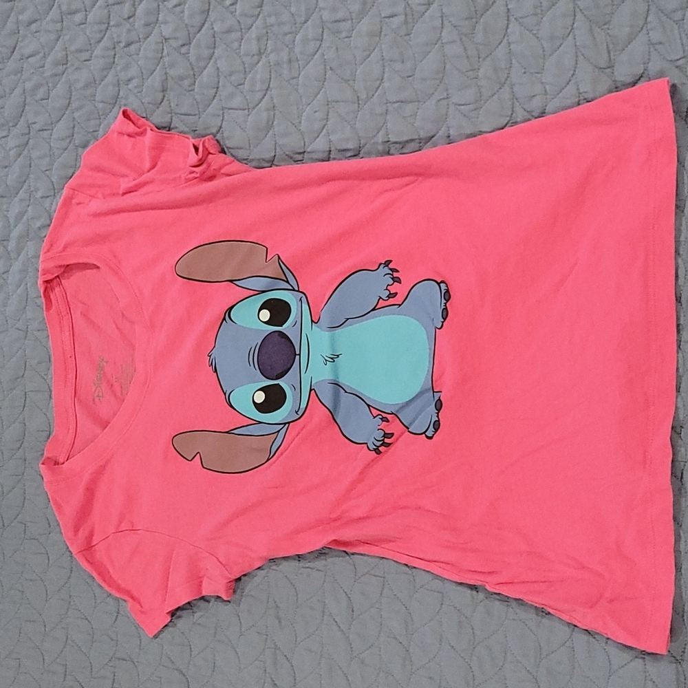 DISNEY Hot Pink Stitch Size M Cotton T-Shirt
